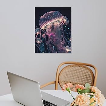 クラゲ 海月 海 深海 幻想的 原画 アート 絵画 画家 インテリア クレパス クラゲ 海月 海 深海 幻想的 原画 アート 絵画 画家 インテリア
